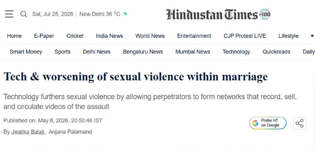 Hindustan Times article header showing the headline, publication date, and authors Jwalika Balaji and Anjana Palamand